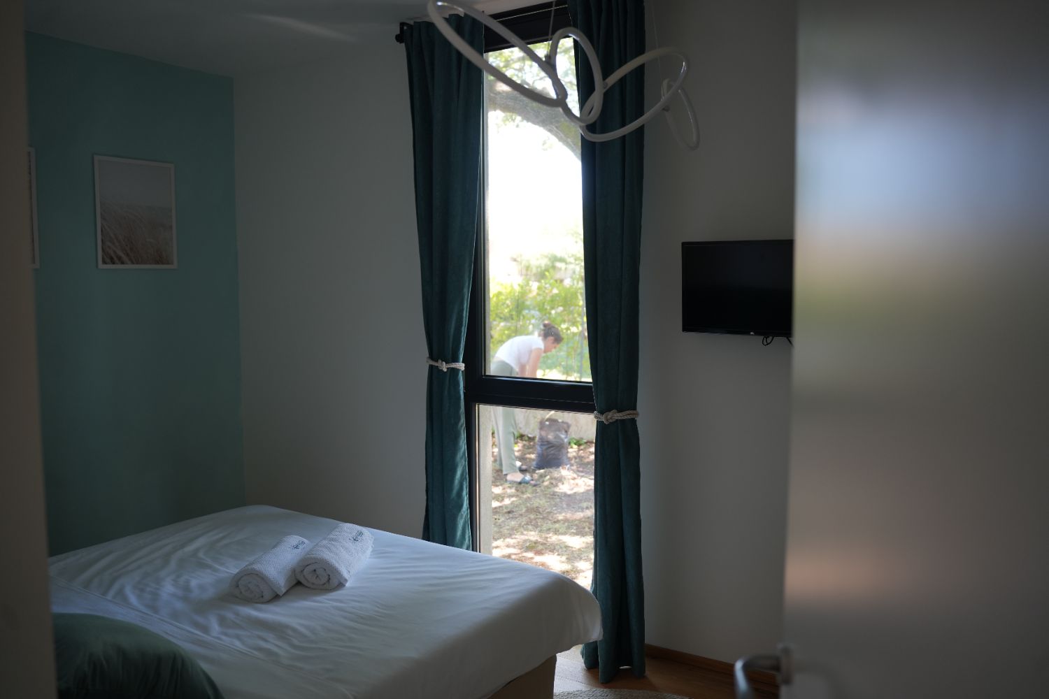 Forest-green bedroom